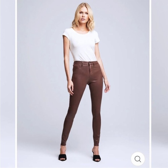L’agence Marguerite Dark Mocha Waxed Coated High Rise Skinny Jeans - Picture 1 of 10
